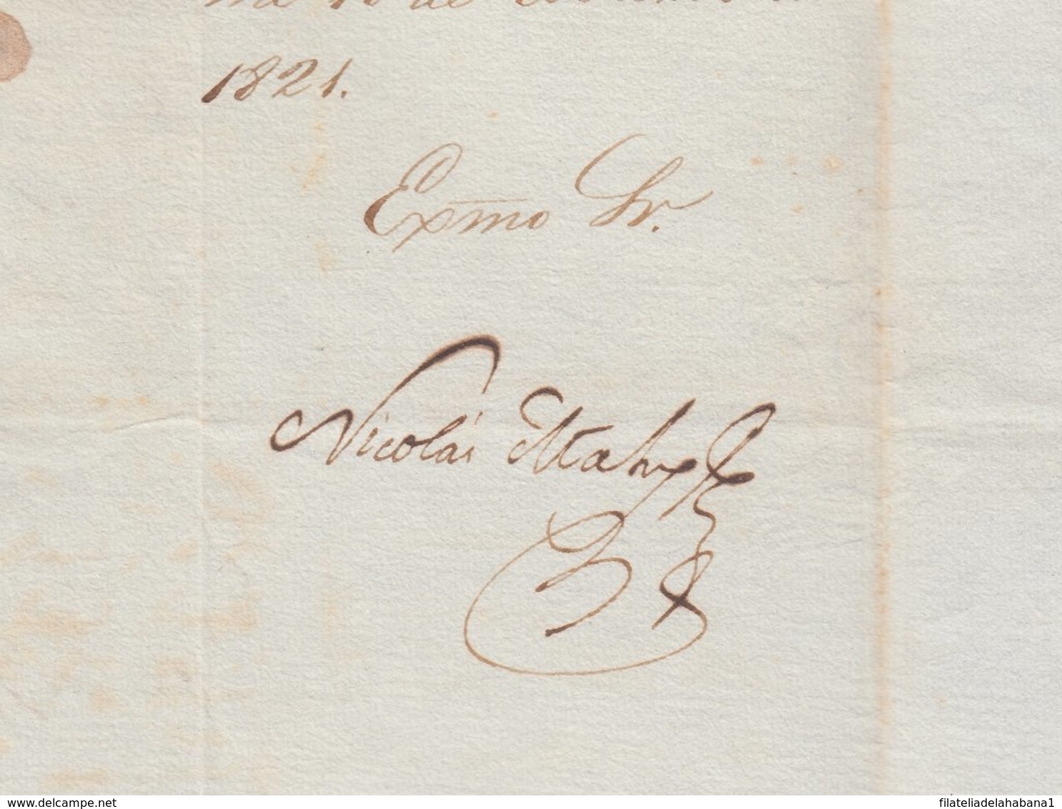 BE723 CUBA SPAIN 1821 SIGNED DOC CAPTAIN GENERAL NICOLAS MAHY - Other & Unclassified