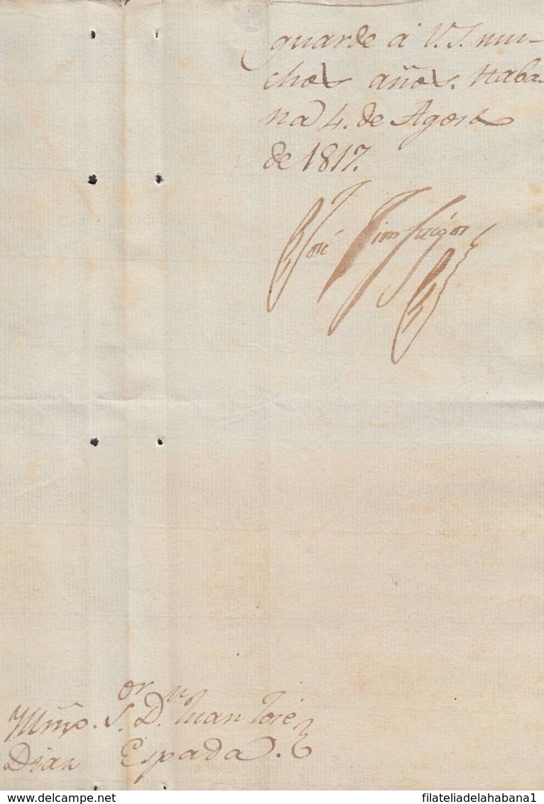 BE729 CUBA SPAIN 1817 SIGNED DOC CAPTAIN GENERAL JOSE CIENFUEGOS. - Otros & Sin Clasificación