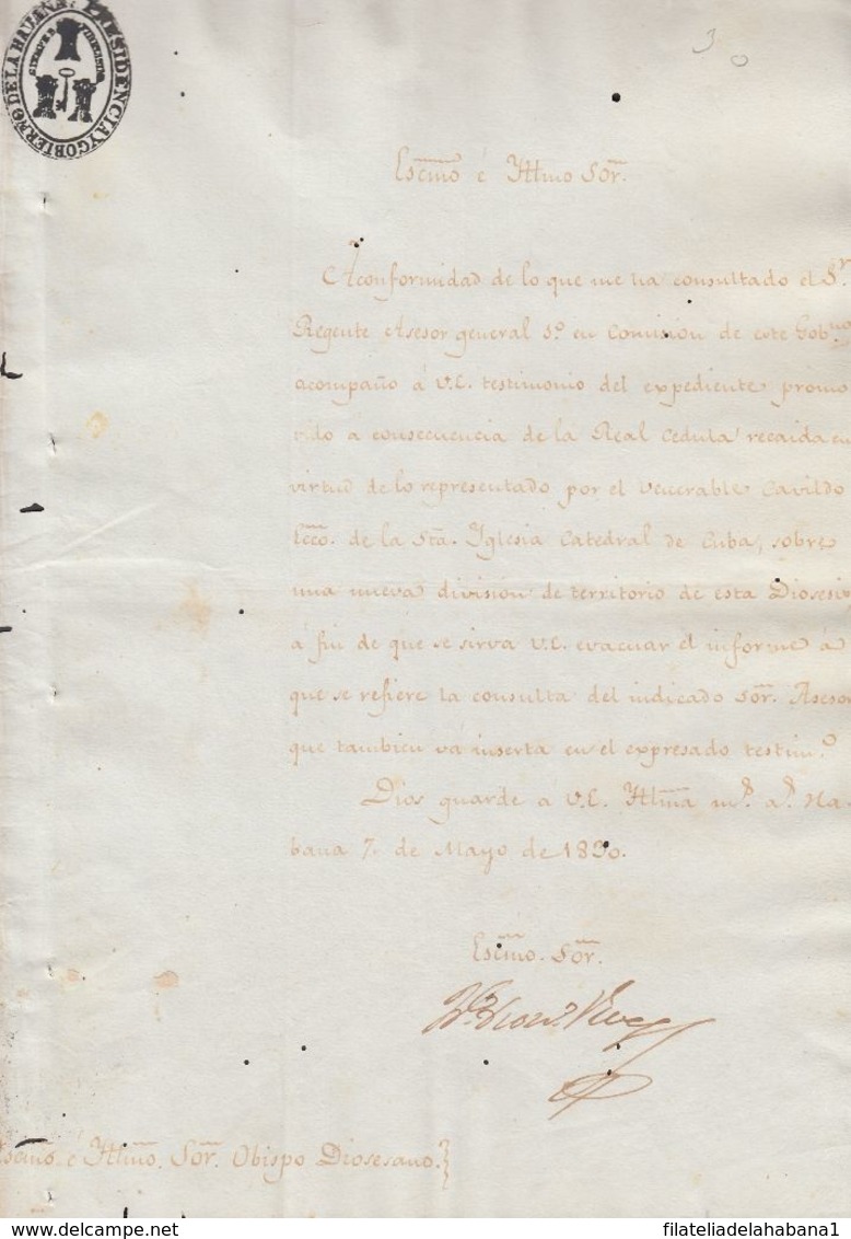 BE731 CUBA SPAIN 1830 SIGNED DOC CAPTAIN FRANCISCO DIONISIO DE VIVES - Otros & Sin Clasificación