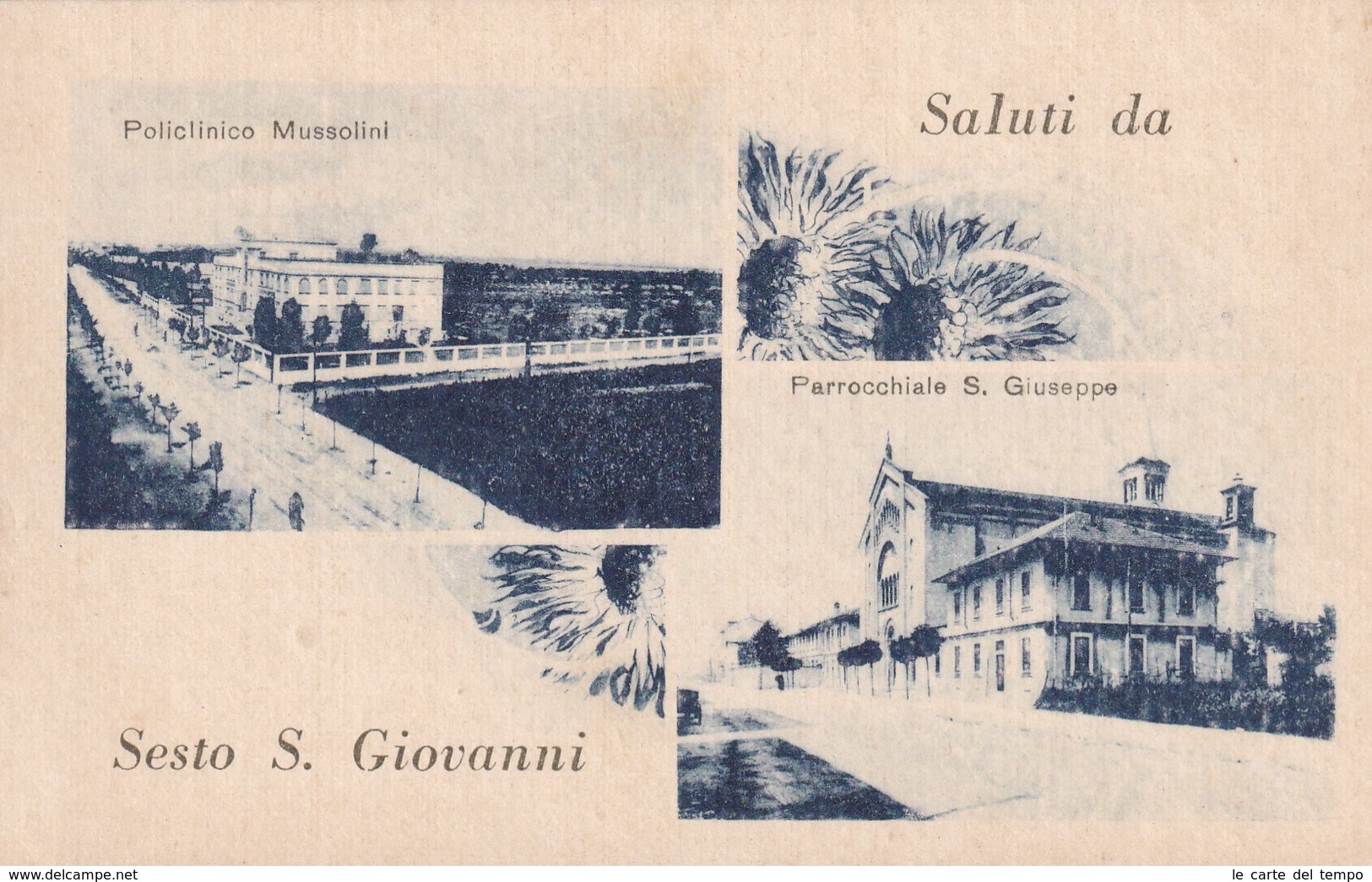 Cartolina Saluti Da Sesto S. Giovanni - Policlinico Mussolini E Parrocchia S. Giuseppe. - Sesto San Giovanni