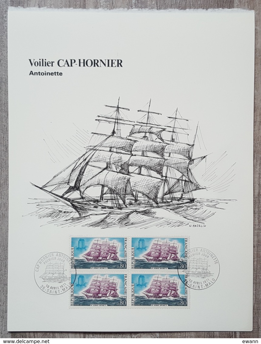 FDC 1971 - YT N°1674 - VOILIER CAP HORNIER - Sur GRAVURE MAZELIN - 1970-1979