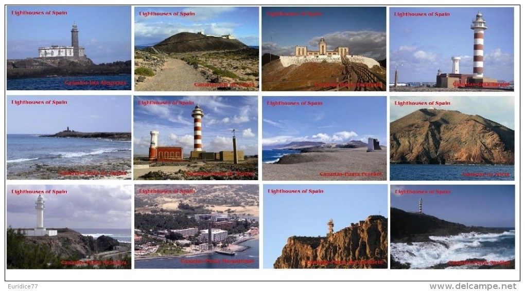 Lighthouses of Spain postcard collection (175 differents) : size 15x10 cm. aprox.