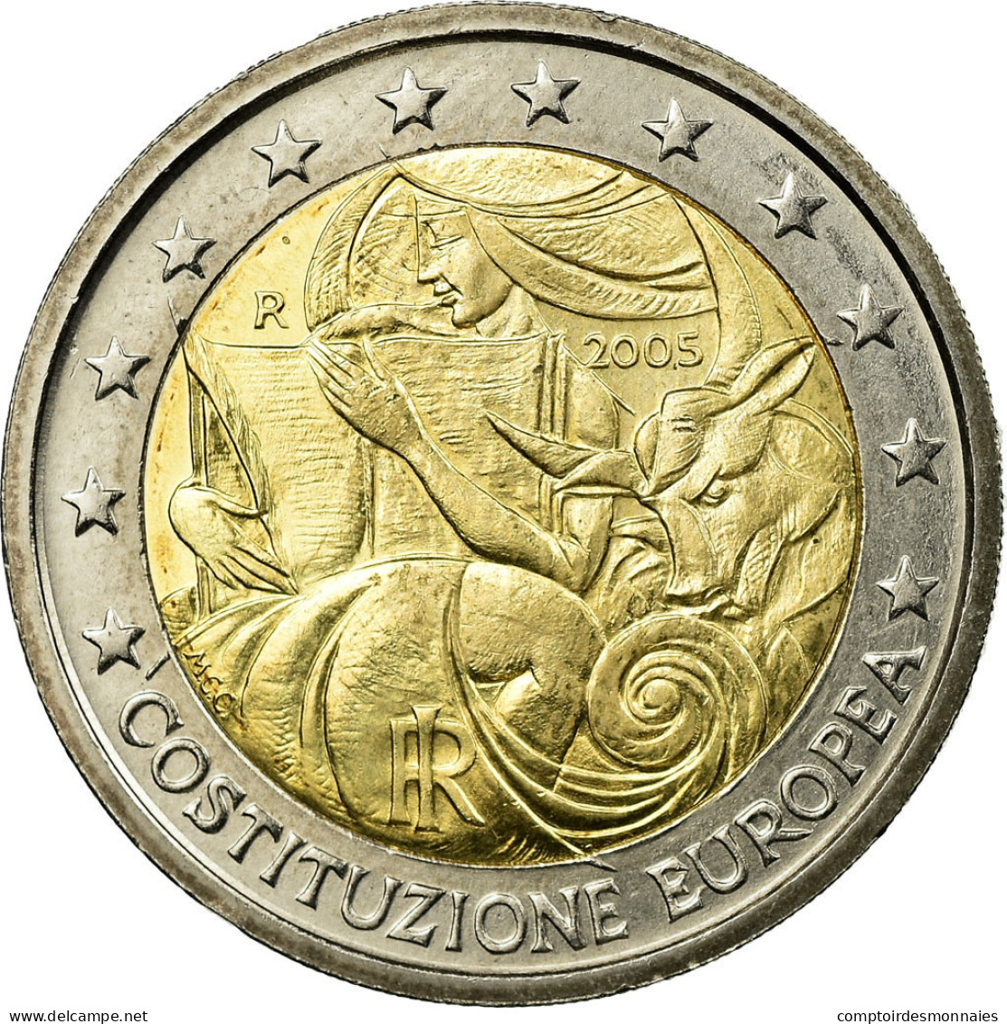 Italie, 2 Euro, European Constitution, 2005, TTB, Bi-Metallic, KM:245 - Italie