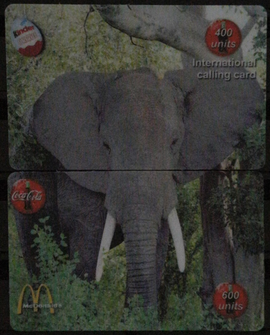 ELEPHANT INTERESTING TYPES, COCA COLA, McDonald’s   - 1 Puzzle From 2 Cards  RARE!!! - Puzzles