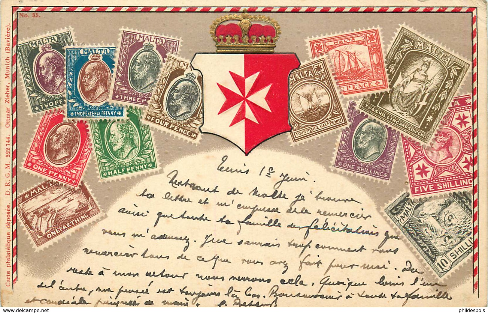 MALTE  Carte Postale Timbres - Malte