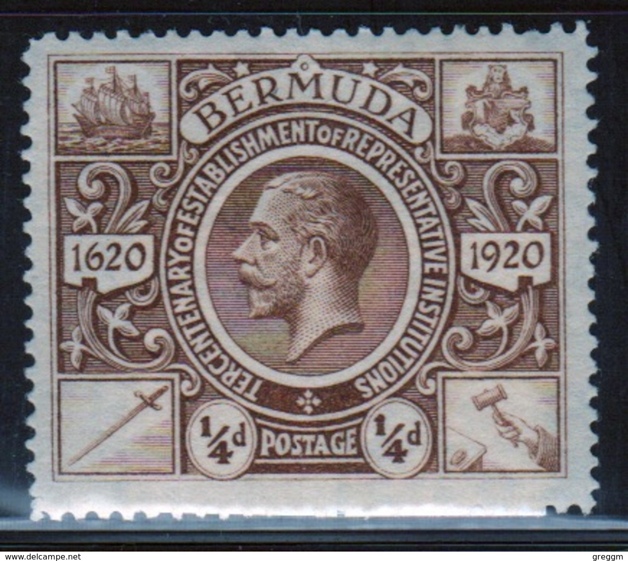 Bermuda George V ¼d Single Stamp From The Second Tercentenary Series Of 1921. - Bermuda