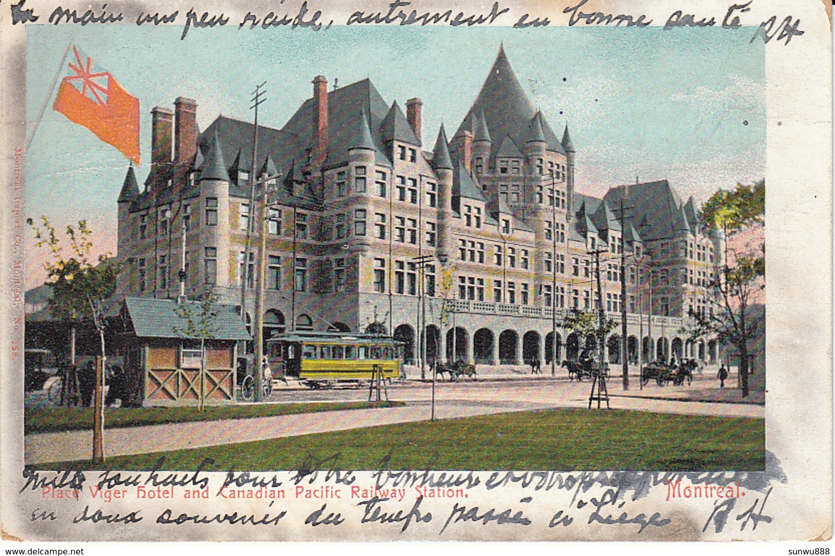 Place Viger Hotel And Canadian Pacific Railway Station (colorisée, Tram Tramway) - Montreal