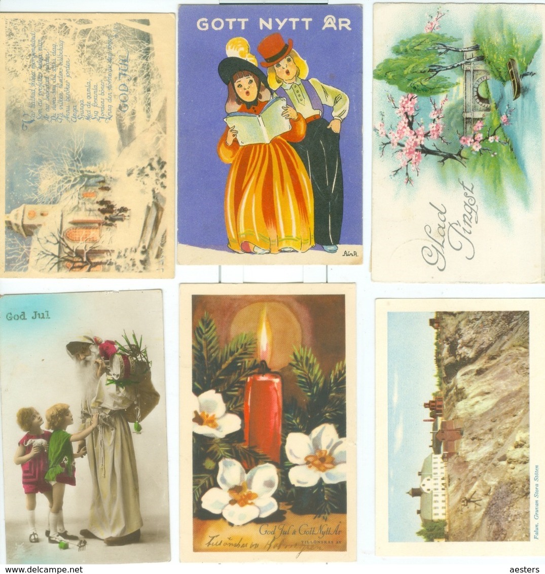 6x Small Sized Cards (4x God Jul, 4x Christmas Cards). - Zweden