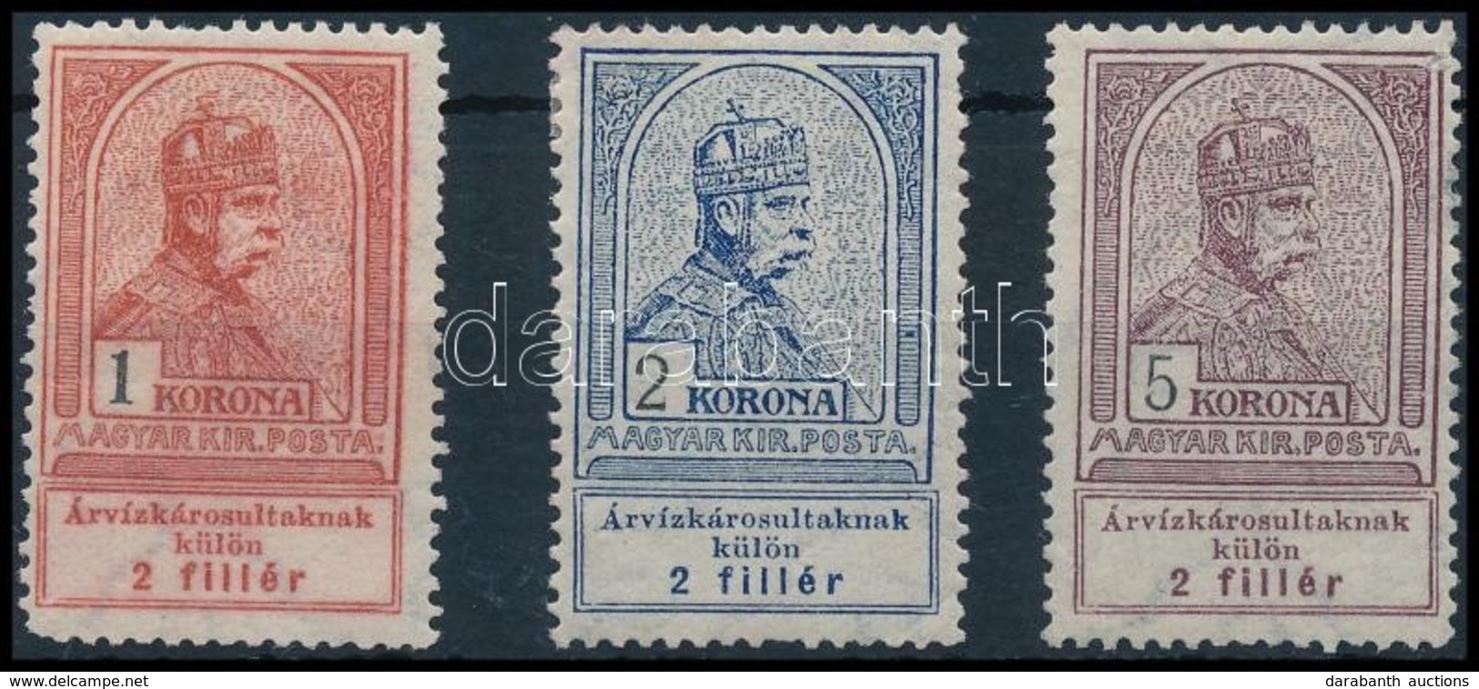 ** * 1913 Árvíz 3 Db Záróérték (37.000) (1K Törés, 2K és 5K Falcos) - Other & Unclassified