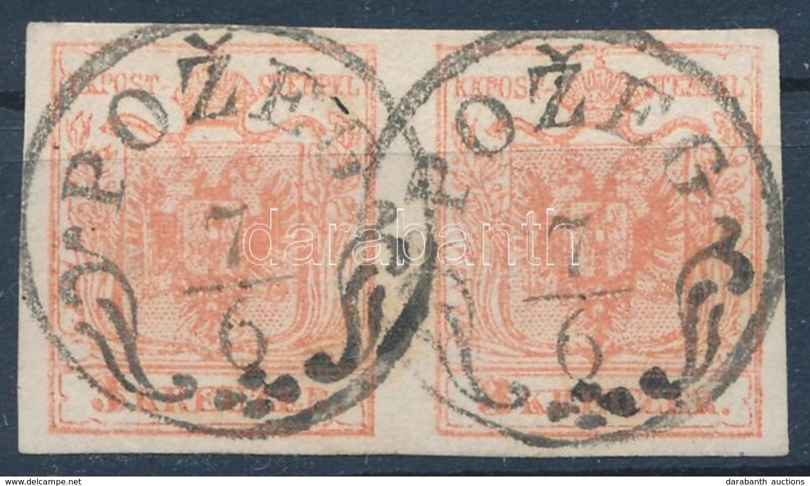 O 1850 3kr MP III Pár 'POZEG' (regiszterhajtás / Folded) - Andere & Zonder Classificatie