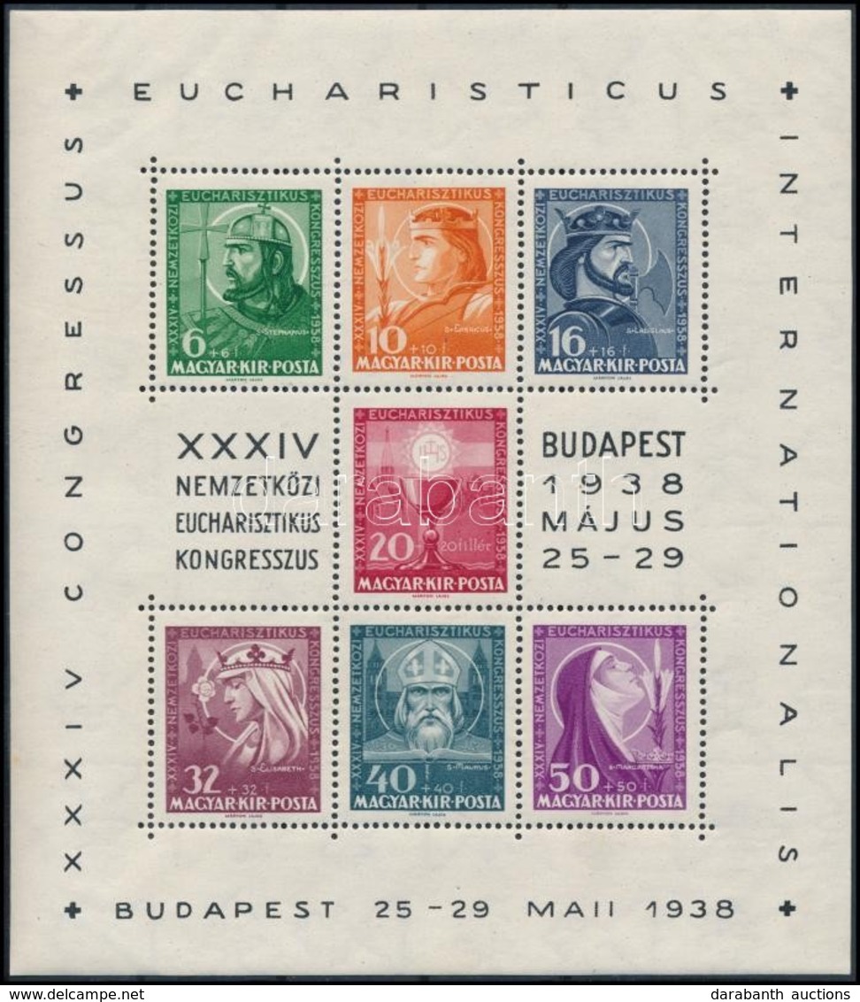 ** 1938 Eucharisztikus  Blokk  (10.000) (kis Hibák) - Andere & Zonder Classificatie