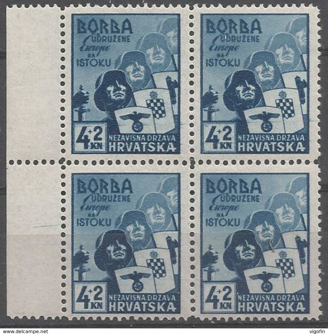 HR 1941-69 ANTIIBOLSHEVIK, CROATIA HRVATSKA, 4 X 1v, MNH - Croatie