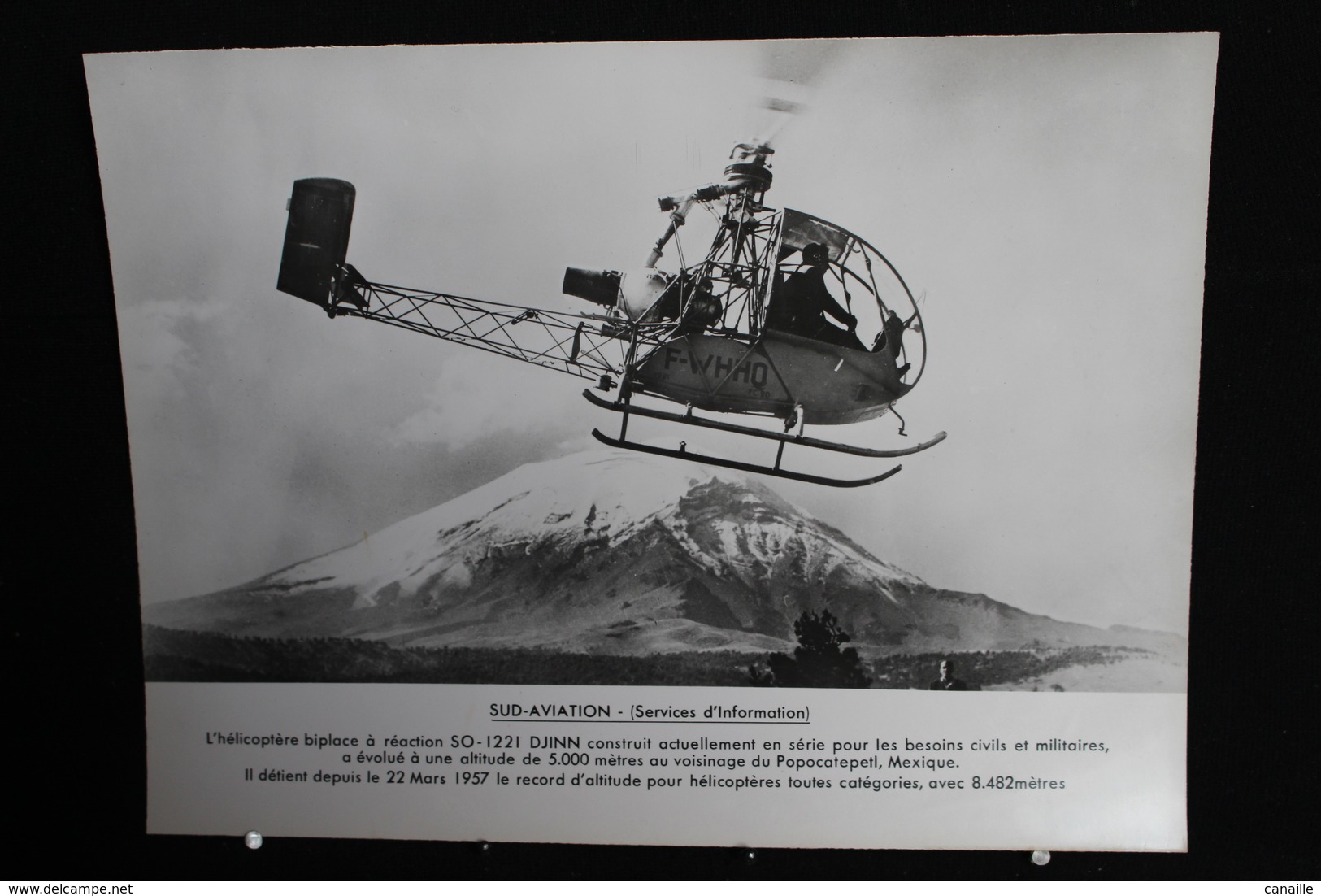 Hélicoptères Biplace à Réaction SO 1221 - DJINN , Photo Sur Papier Glacé. 24x18 Cm - Hélicoptères