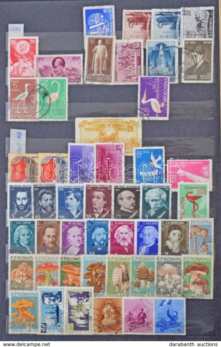 O 250 Különféle Román Bélyeg Az 1900-as 1950-es évekből 12 Lapos A/4 Berakóban / Romania 250 Different Stamps 1900-1950- - Andere & Zonder Classificatie