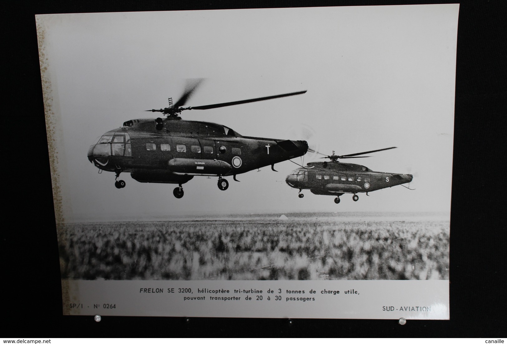 Hélicoptères, Frelon SE 3200, Tri-turbine De 3 Tonnes De Charge Utile , Photo Sur Papier Glacé. 24x18 Cm - Hélicoptères