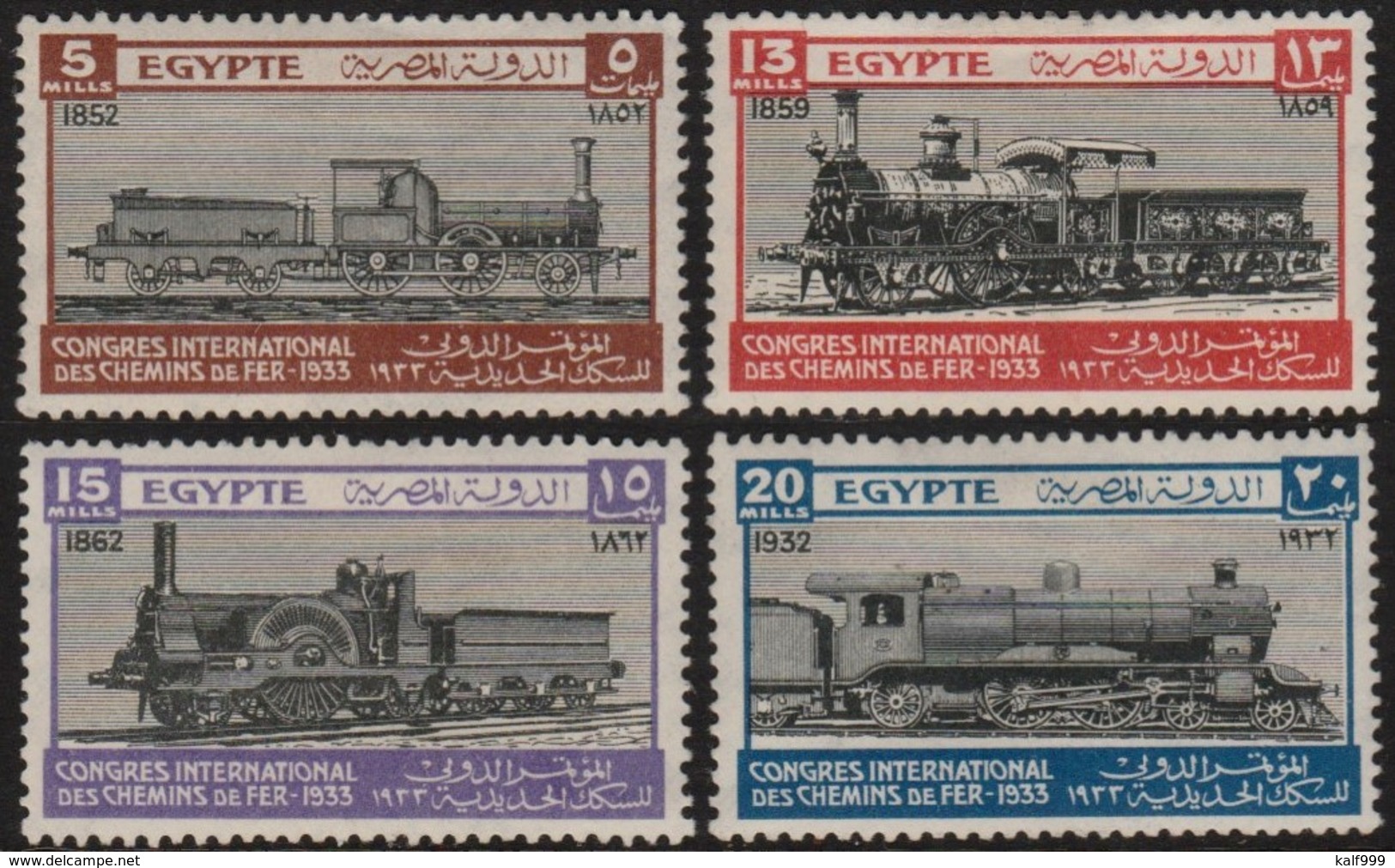 ~~~ Egypt 1933 - Railway Set  - Mi. 160/163 * MH OG - Cat. 75.00 Euro ~~~ - Ongebruikt