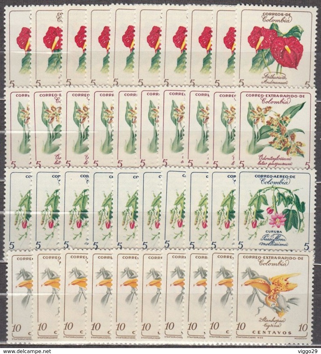 10x Colombia 1960, Flowers (MNH, **) - Collections (sans Albums)