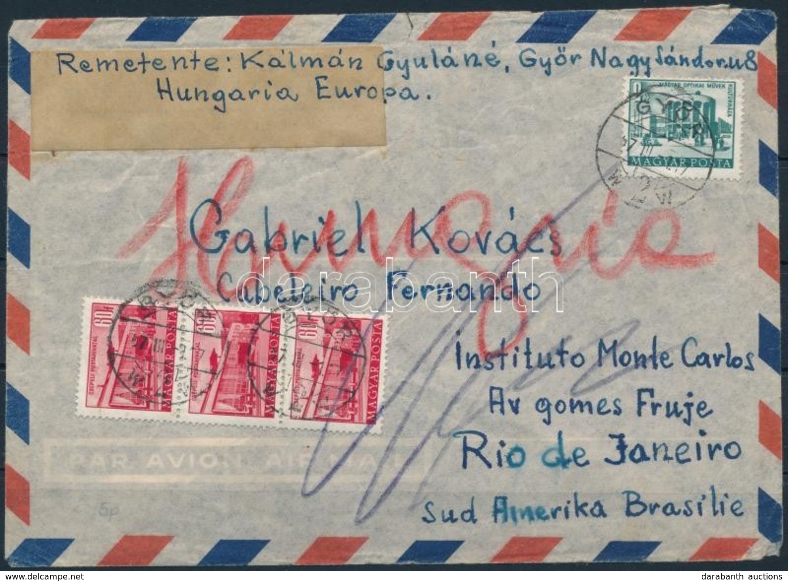 1957 Légi Levél Brazíliába / Airmail Cover To Brasil - Andere & Zonder Classificatie