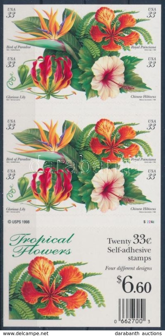 ** 1999 Trópusi Növények 5 Darab Négyestömböt Tartalmazó öntapadós Kisív Mi 3117-3120 - Autres & Non Classés