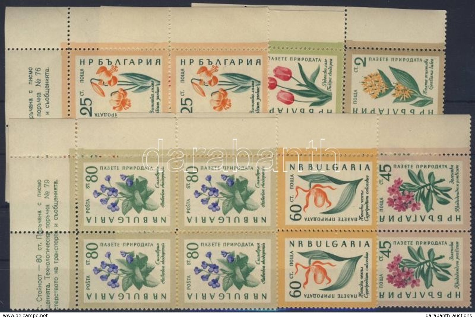 ** 1960 Virágok Mi 1164-1169 ívsarki Négyes Tömbökben - Sonstige & Ohne Zuordnung