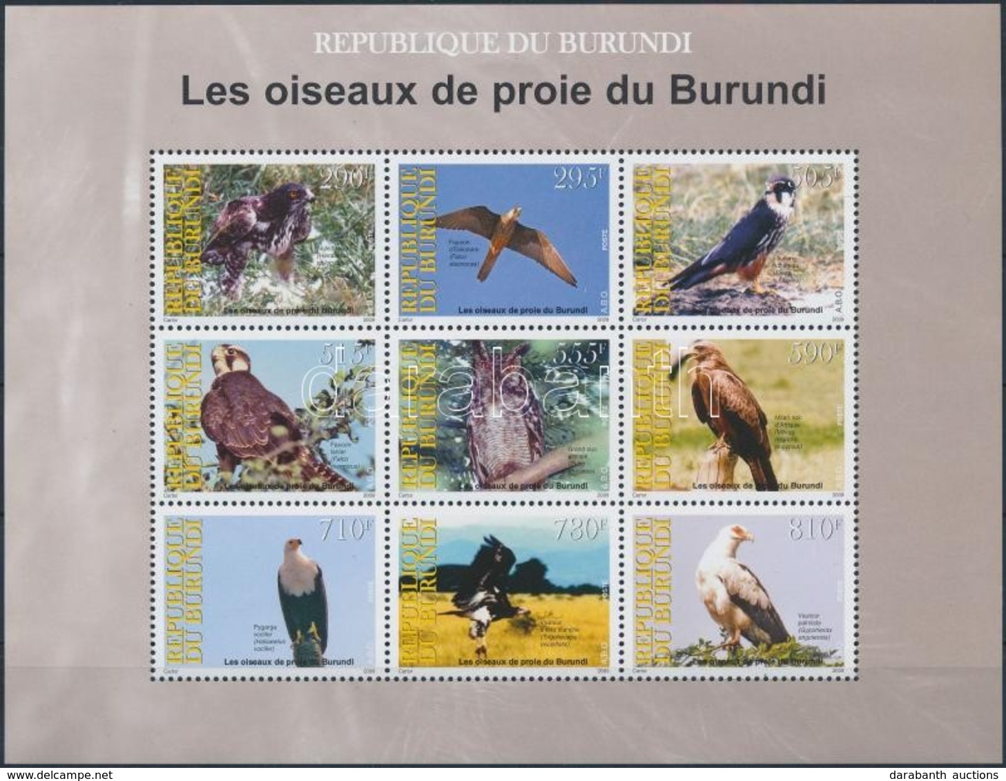 ** 2009 Madár Kisív,
Bird Mini Sheet
Mi 1917-1925 - Sonstige & Ohne Zuordnung