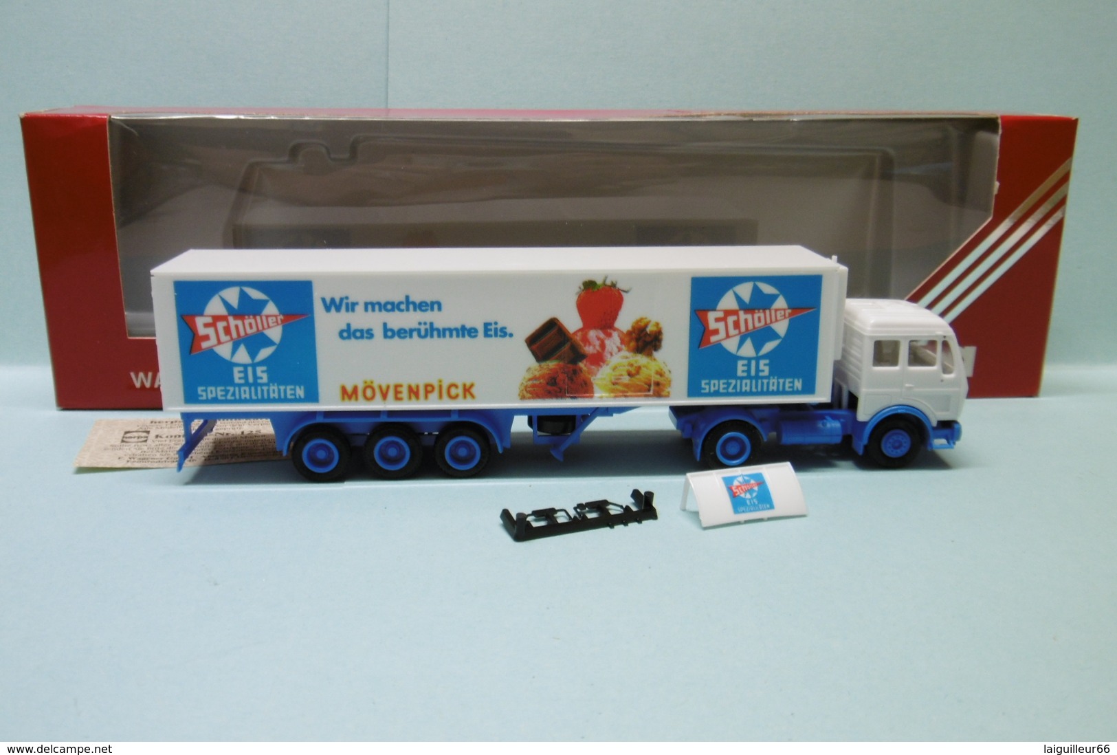 Herpa - Semi-remorque MERCEDES BENZ Schöller Mövenpick Camion Réf. 811388 Neuf NBO HO 1/87 - Véhicules Routiers