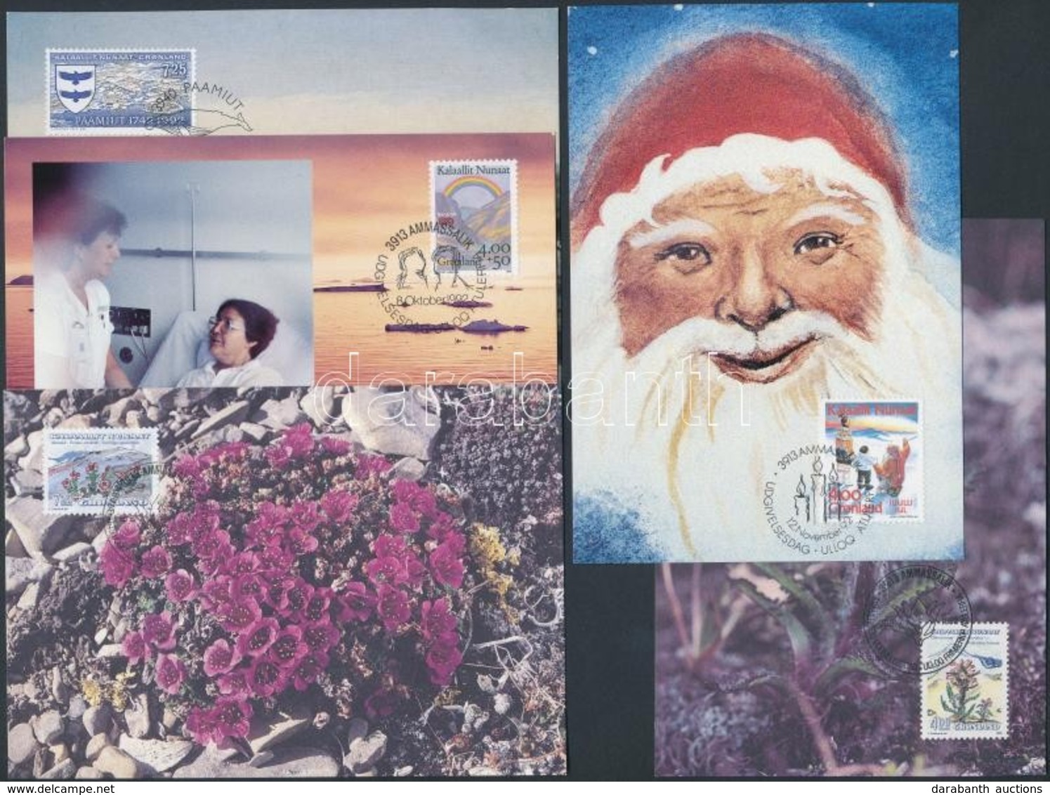 1992 Virágok, Karácsony + 2 Eseménybélyeg 6 CM-en Mi 223-226, 229 - Andere & Zonder Classificatie