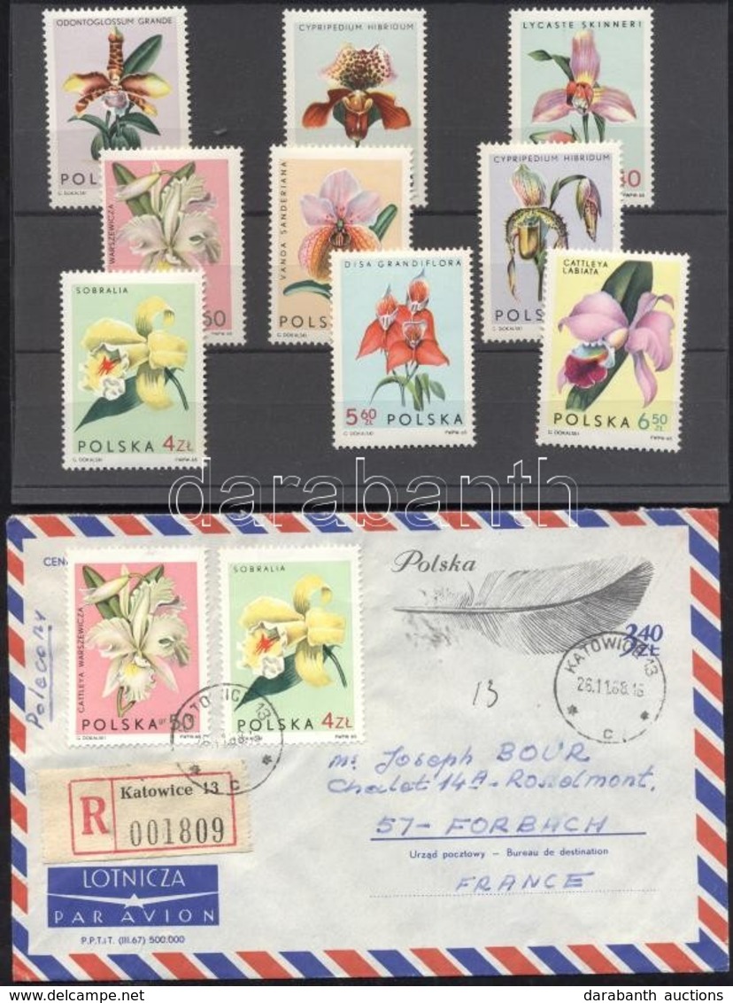 ** 1965 Orchideák Sor Mi 1612-1620 + Mi 1615 és 1618 Ajánlott Légi Filatelista Levélen Franciaországba - Andere & Zonder Classificatie