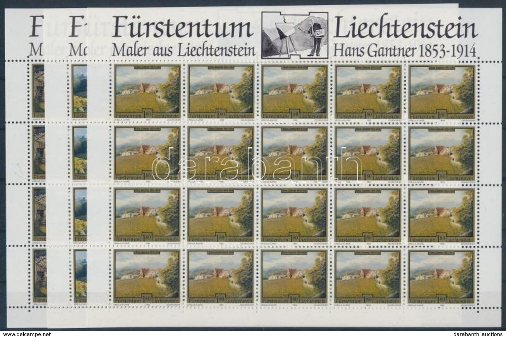 ** 1993 Liechtensteini Festők Kisívsor Mi 1056-1058 - Andere & Zonder Classificatie