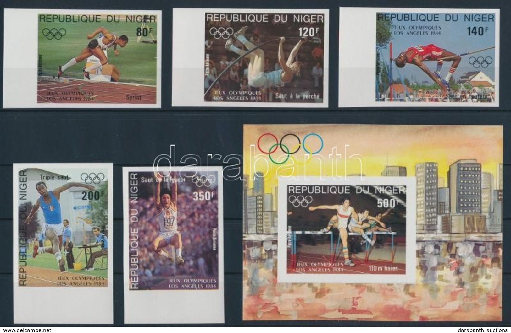 ** 1984 Nyári Olimpia: Los Angeles Vágott Sor Mi 876-880 + Blokk Mi 41 - Andere & Zonder Classificatie