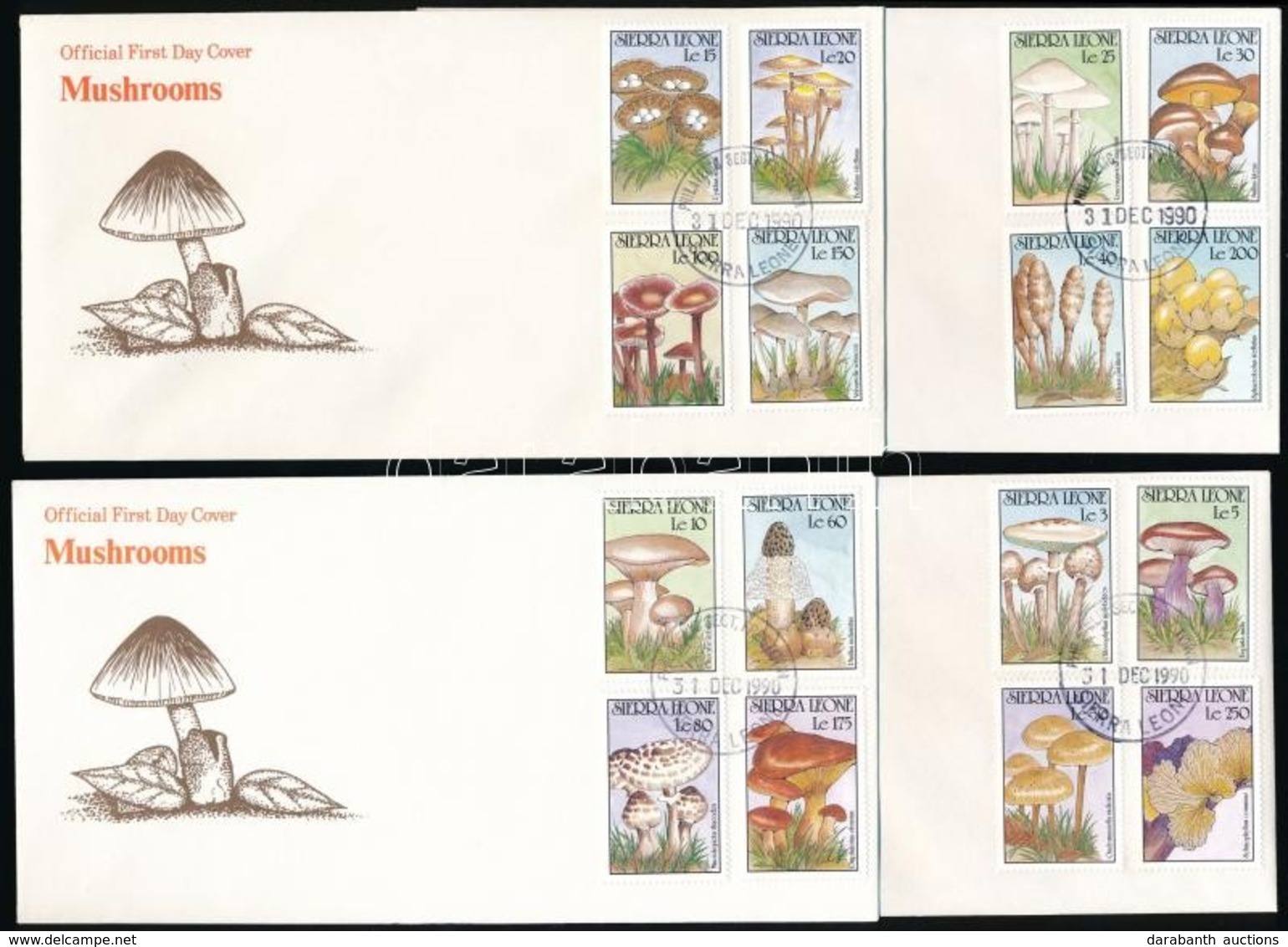 1990 Gomba Sor Mi 1569-1584 + Blokksor Mi 149-152 8 Db FDC-n - Andere & Zonder Classificatie