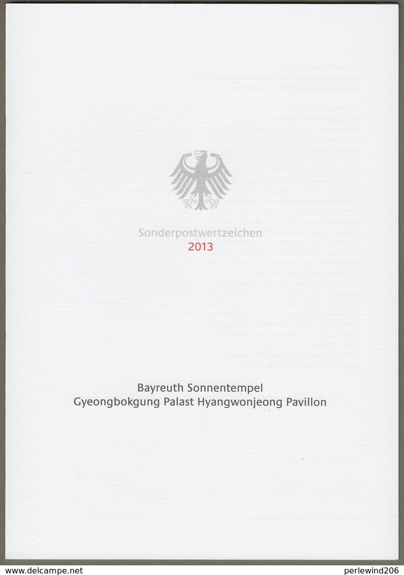 Bund + Korea: Ministerkarte Typ VII , Mi-Nr. 3013-14: " Bayreuth Sonnentempel - Hyangwonjeong Pavillon " Joint Issue X - Covers & Documents