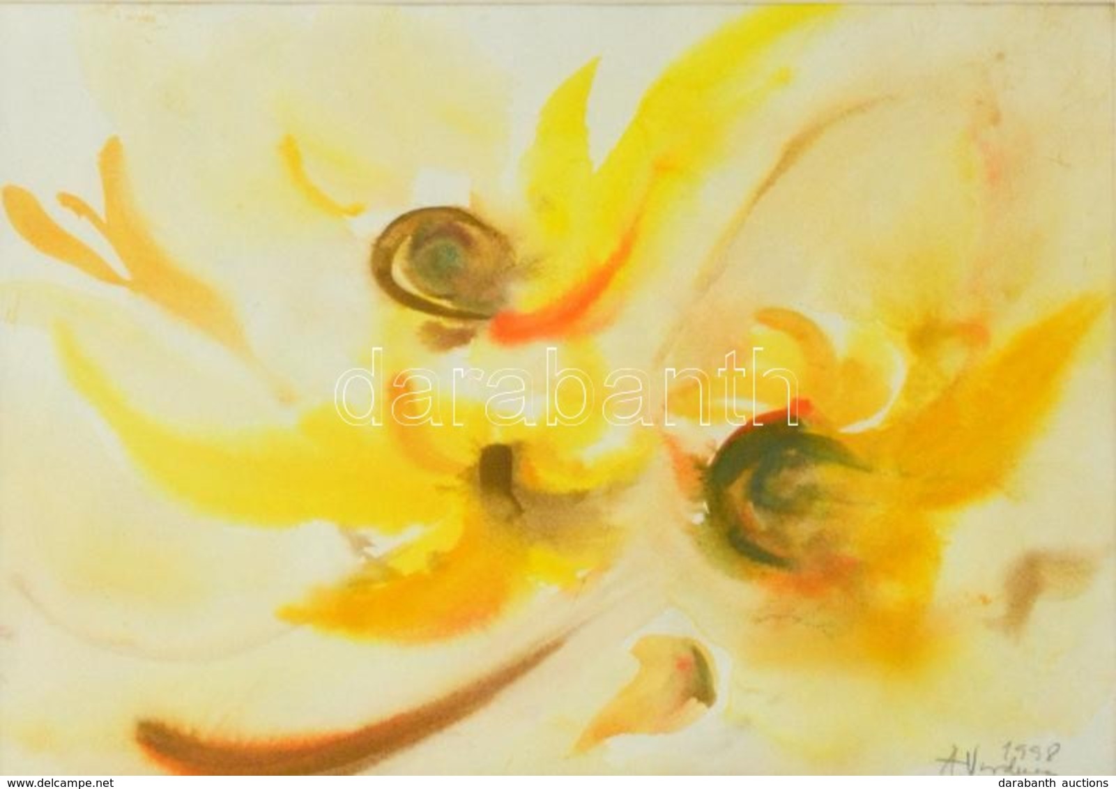 Azaduhi Varduca-Horenian (?-): Virág Tánc. Akvarell, Papír, Jelzett, üvegezett Keretben, 23×32 Cm - Andere & Zonder Classificatie