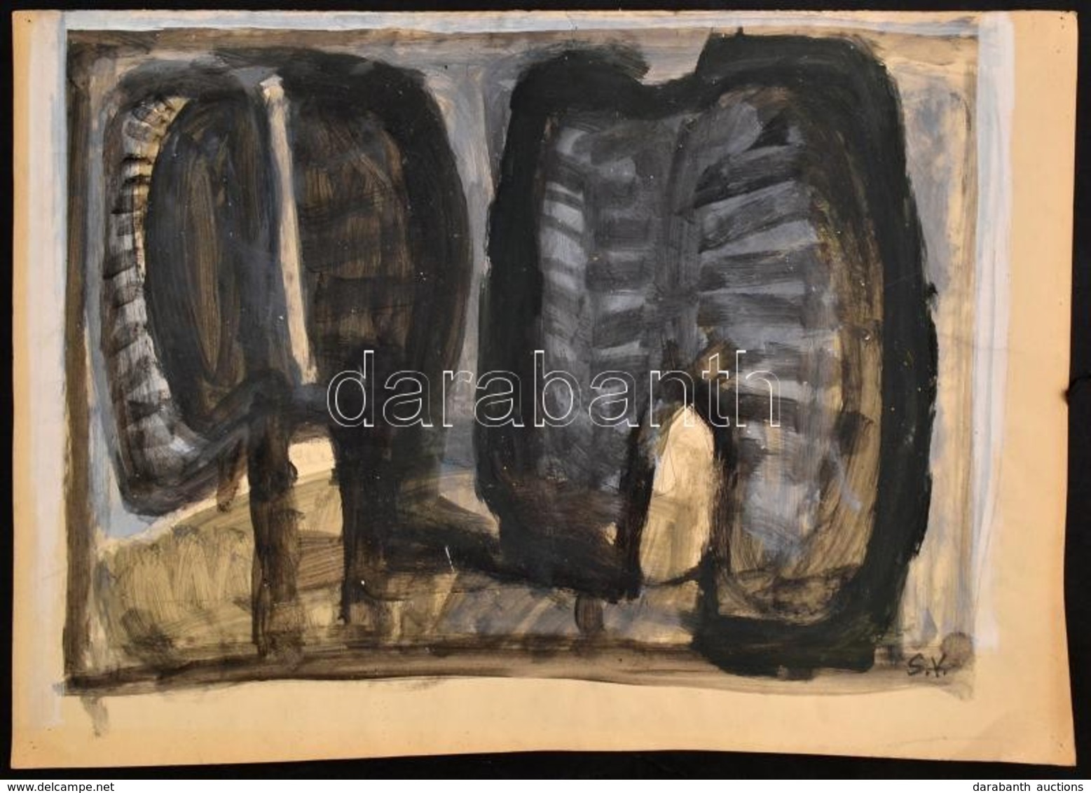 Somlai Vilma (1938-2007): Fák A Ház Előtt, Olaj, Papír, Jelzett, 40×60 Cm - Andere & Zonder Classificatie