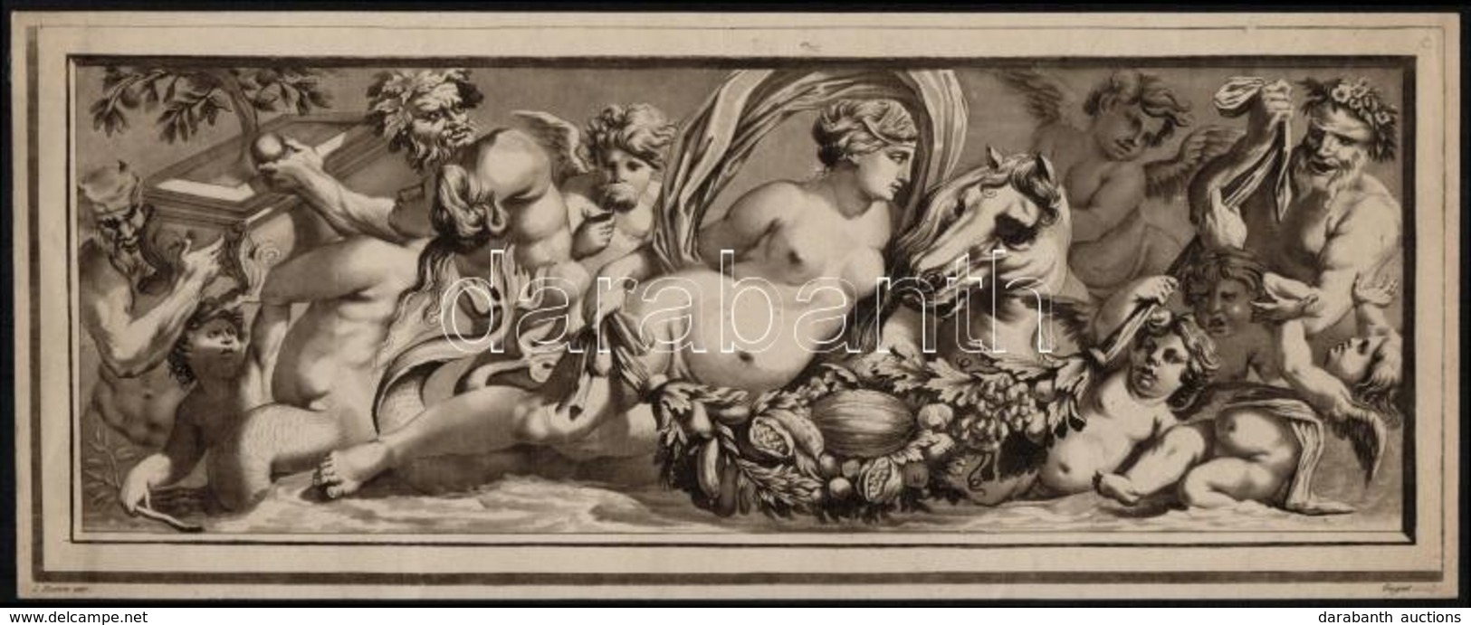 XVIII. Sz. Vége: Laurent Guyot (1756-1806) L.Heince, Után. Antik Reliefek 2 Db. Akvatinta Papír. Jelzett A Dúcon 13x38 C - Prenten & Gravure