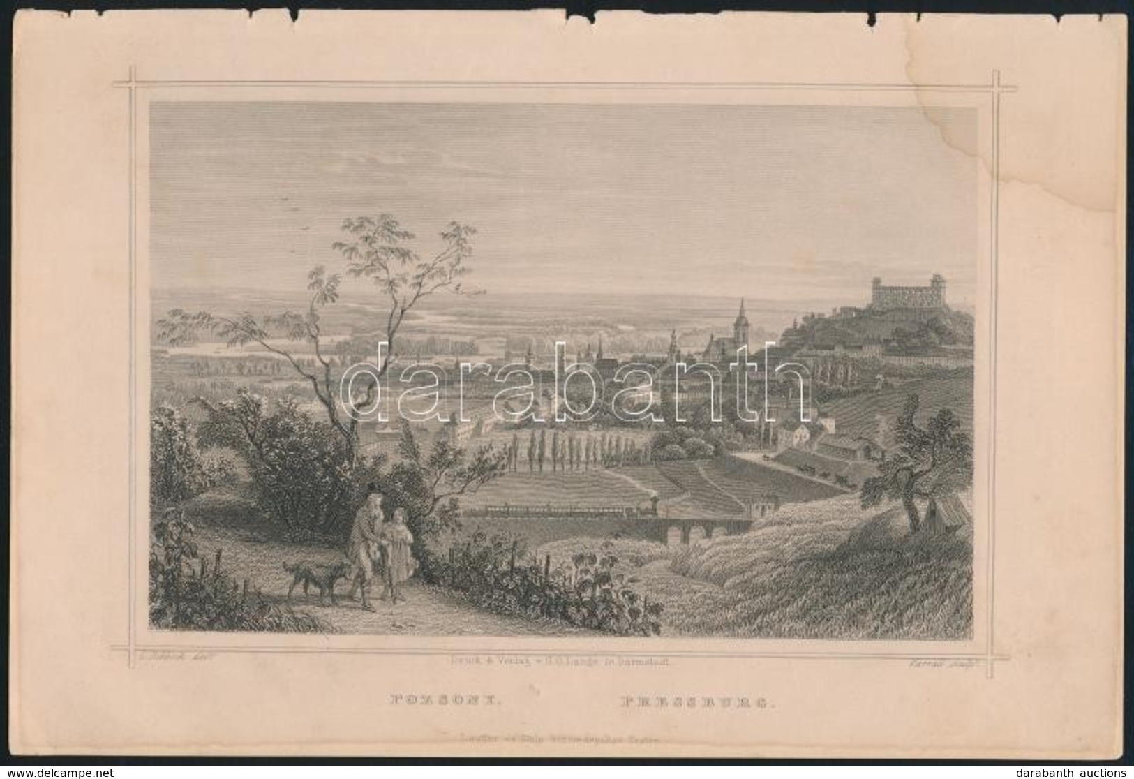 Cca 1860 Ludwig Rohbock (1820-1883):Pozsony / Pressburg. Acélmetszet. 17x14 Cm - Prenten & Gravure