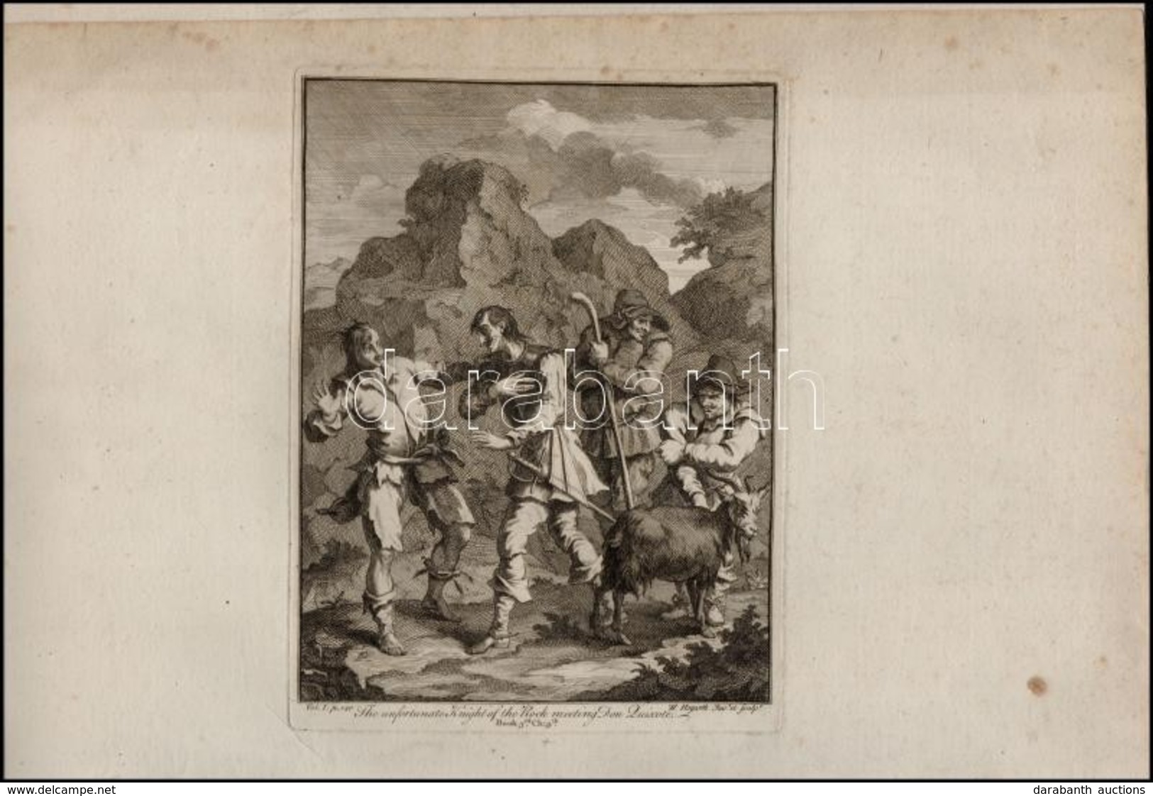 William Hogarth (1694-1764): 3 Rézmetszet. Don Quixote Kalandjai. Jelzettek A Dúcon 19x23 Cm /
William Hogarth: 3 Engrav - Prenten & Gravure