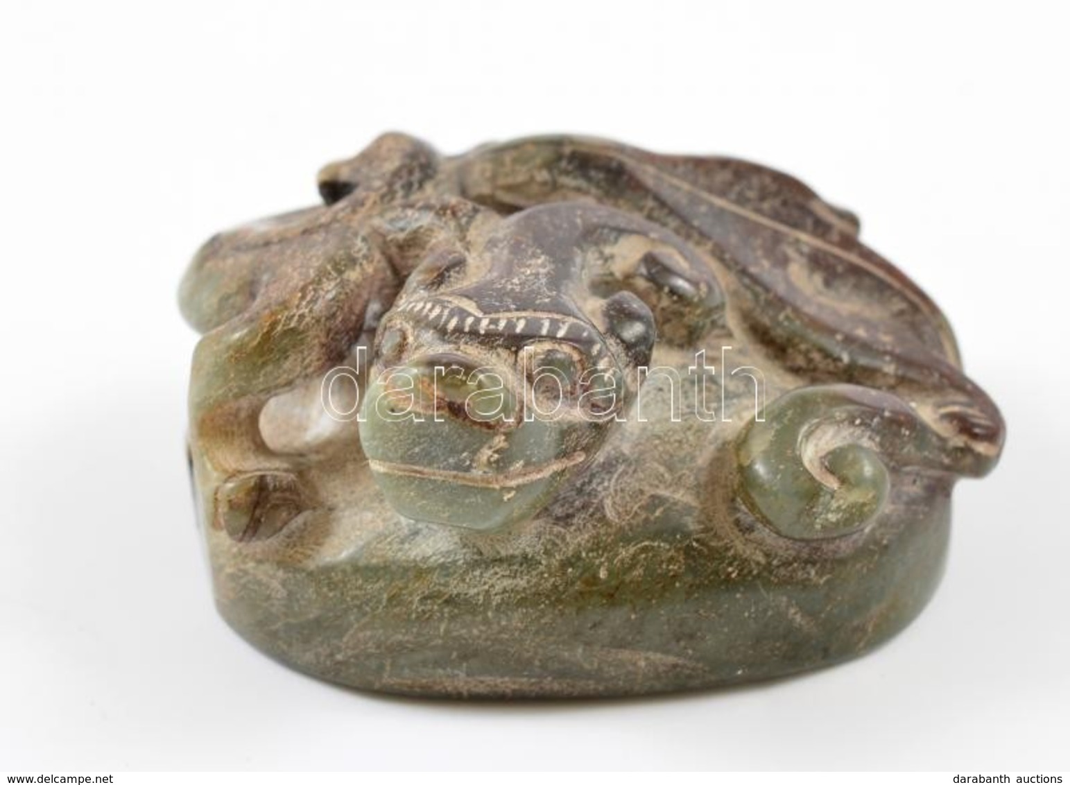Kínai Jáde Kő Pecsétnyomó, Faragott, Szalamandra Figurával / Chinese Jade Seal Maker.Salamander 4,5x3 Cm - Andere & Zonder Classificatie