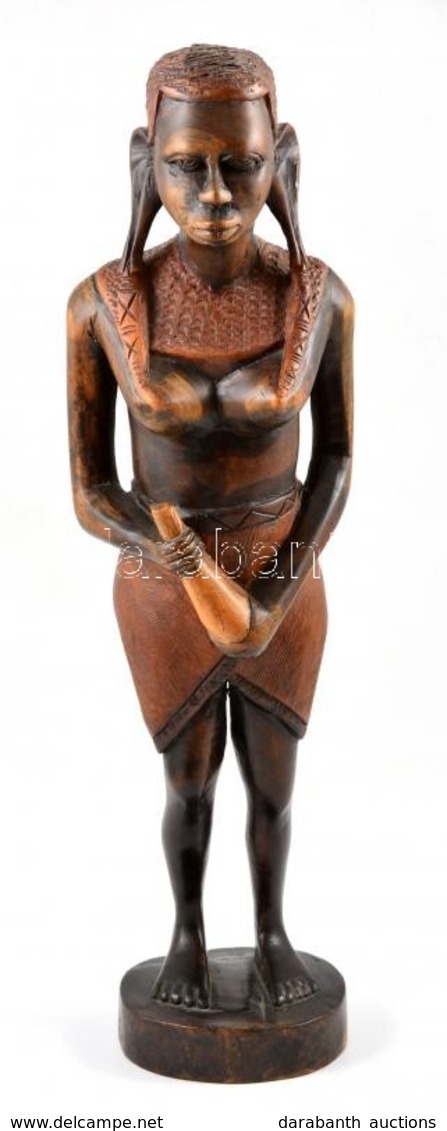 Afrikai Bennszülött Női  Figura, Faragott Fa, Kis Karcolásokkal, M:48  Cm - Autres & Non Classés
