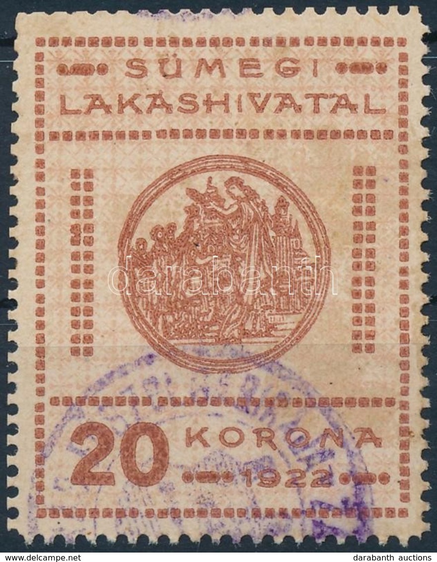 1922 Sümeg Városi Lakáshivatali Bélyeg 20K (12.000) - Unclassified