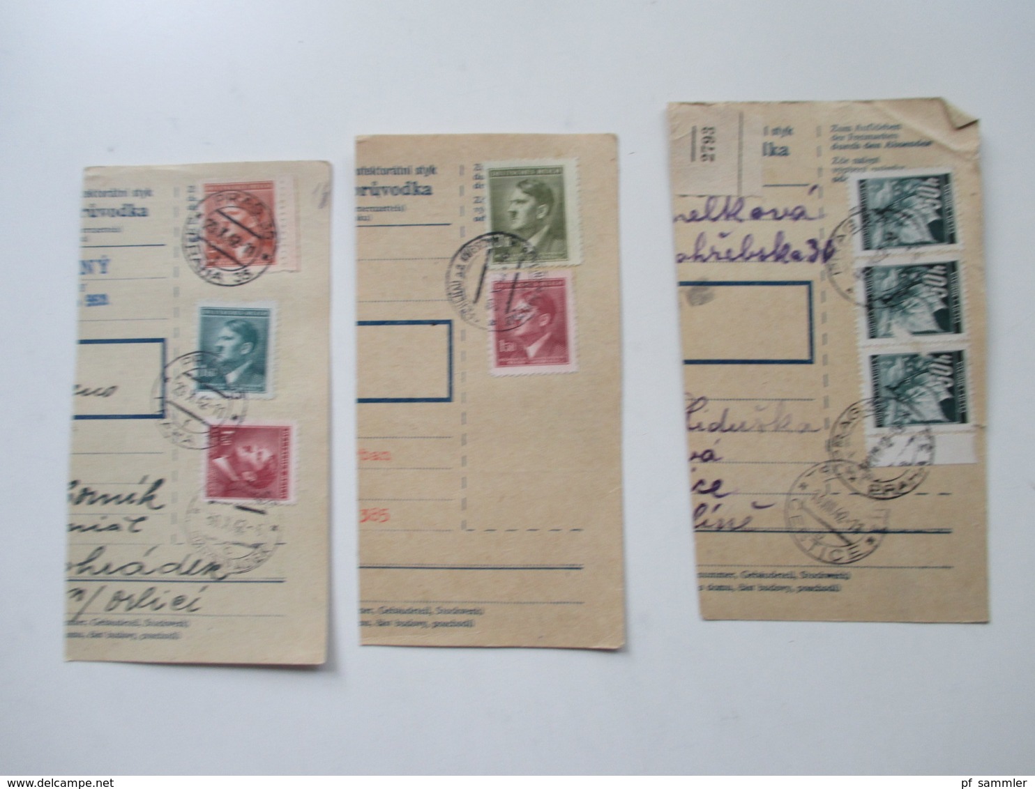 Böhmen und Mähren Paketkarten / Postanweisung Abschnitte 147 Stück! Schöne Frankaturen! Randstücke! Fundgrube! Perfins