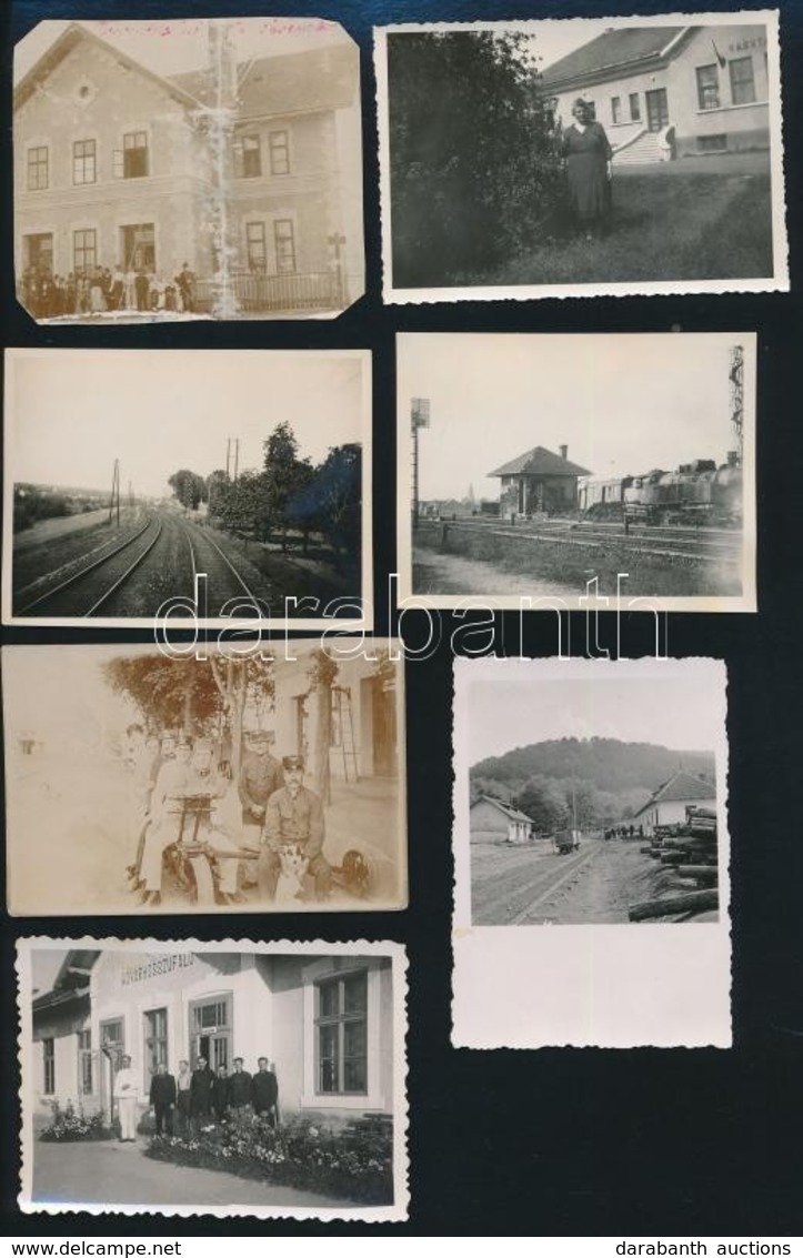 Cca 1930-1940 Régi Vasútállomások, 7 Db Fotó, Egy Részük Hátulján Feliratozva, Különböző Méretben - Andere & Zonder Classificatie