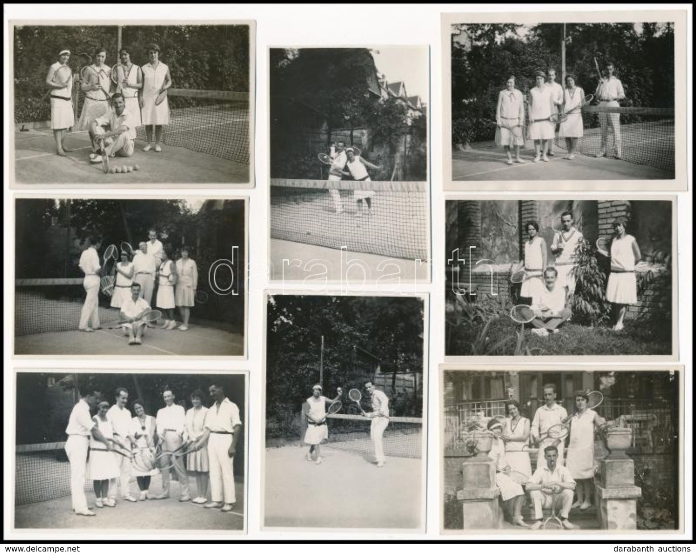 Cca 1930 Teniszező Társaság Felvételei, 5 Db Vintage Negatív + 8 Db Vintage Fotó (részben A Negákról Készültek), 6x9 Cm - Andere & Zonder Classificatie