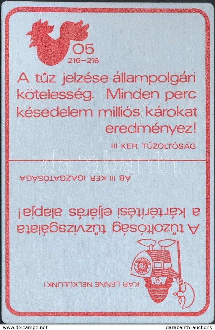 1983 Tűz Elleni Biztosítás, Állami Biztosító, Fém Reklám Kártyanaptár - Reclame