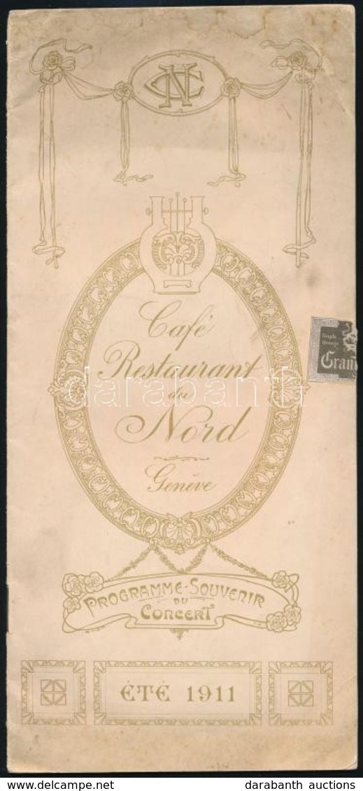 1911 Genf, Café Restaurant Du Nord Programfüzete. 1911 Nyara. Szövegközti Illusztrációkkal, Fekete-fehér Fotókkal. Franc - Zonder Classificatie