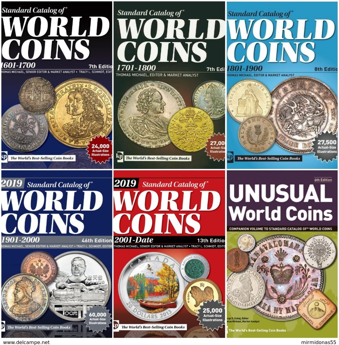 6 World Coins Catalogues 1601-2019 DVD (British, United States, Irish, Germany, Italy, France, Poland, Russia, Old) - Books & Software