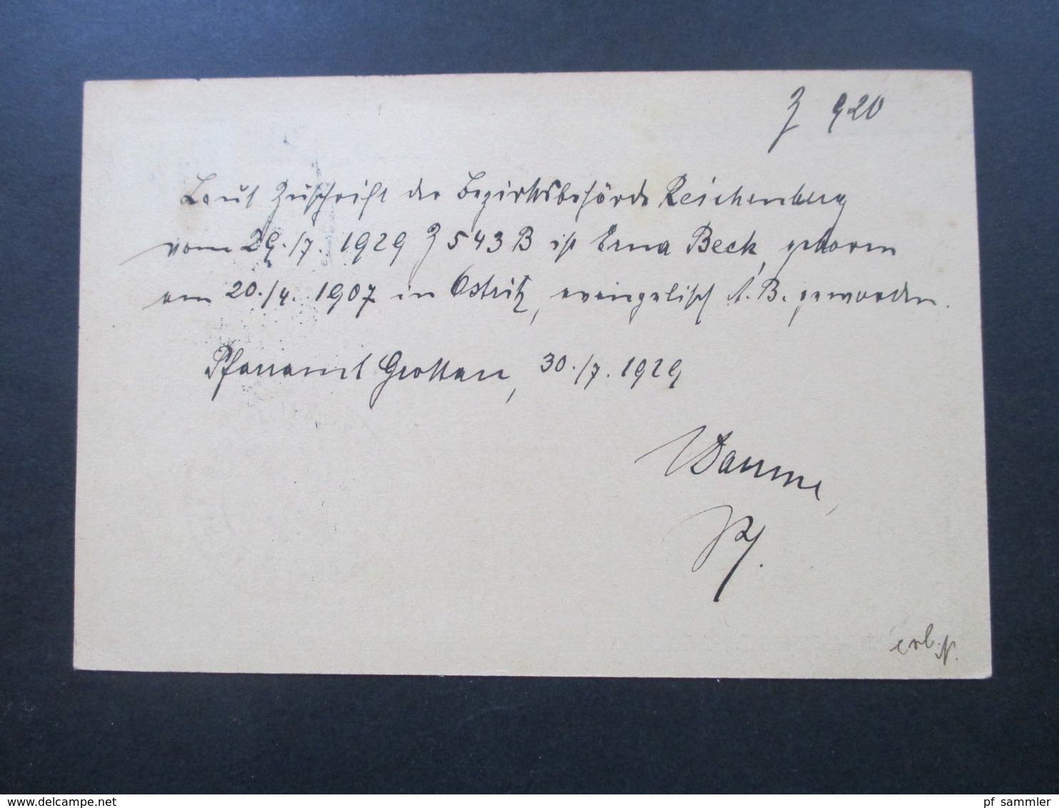 CSSR 1929 Ganzsache Mit 2 Zusatzfrankaturen Stempel Hradek Nad Nisou / Grottau Nach Ostritz Sachsen - Briefe U. Dokumente