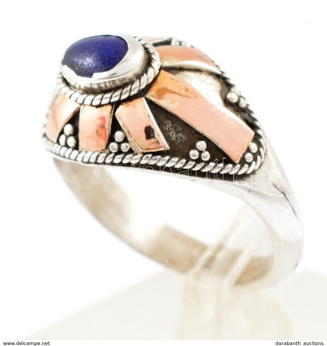 Ezüst(Ag) Gyűrű, Aranyozott Díszítéssel, Jelzett, Méret: 53, Bruttó: 4 G - Andere & Zonder Classificatie