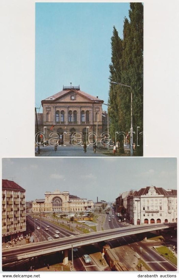 ** 8 Db MODERN Magyar Vasútállomás és Hajókikötő / 8 Modern Hungarian Town-view Postcards With Railway Stations And Port - Zonder Classificatie