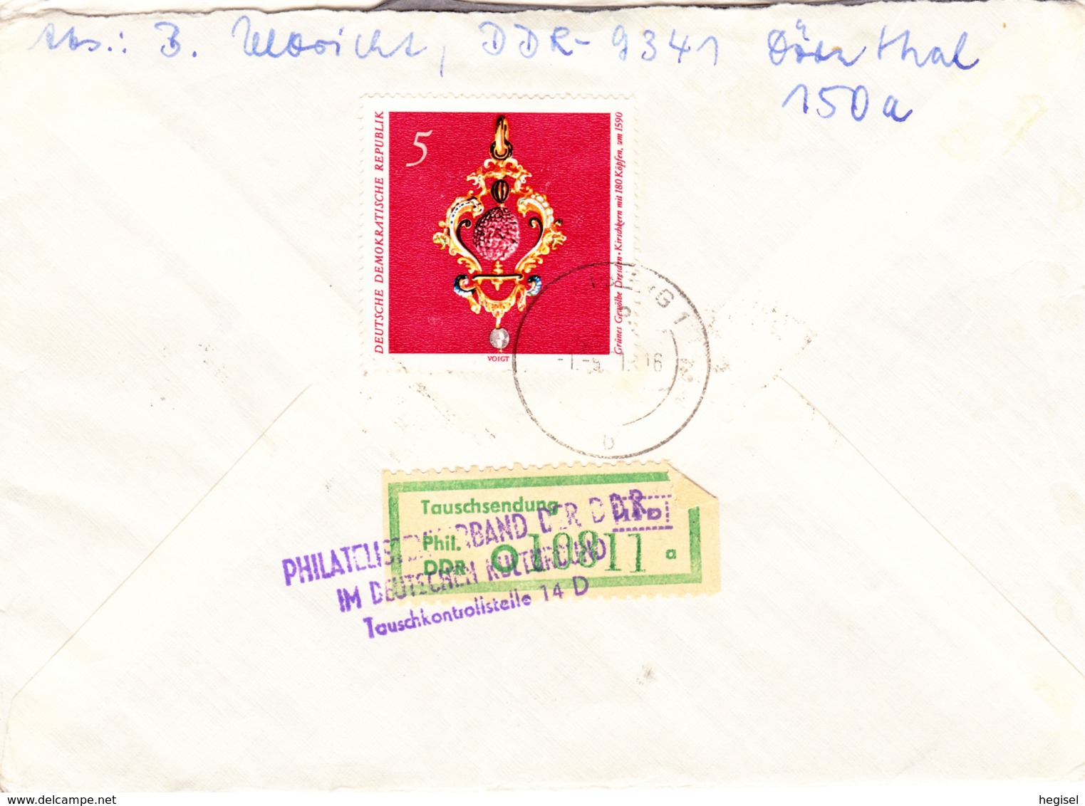 1971, DDR, Verschiedene Briefmarken, REC, Echt Gelaufen, Stempel "Tauschkontrolle 14 D" - Enveloppes Privées - Oblitérées